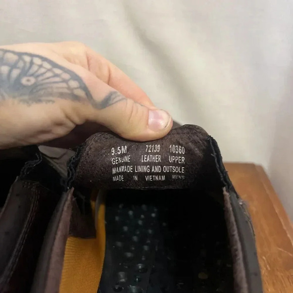 Timberland Loafers Mens Size 9.5 Brown Leather Slip On Classic Logo Sensorflex - Picture 8 of 11